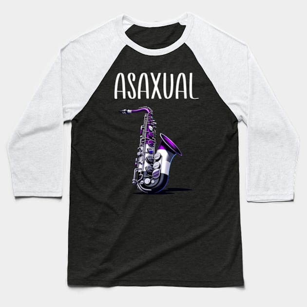 Asaxual Funny Asexual Flag Saxophone Ace Baseball T-Shirt by Lavender Celeste